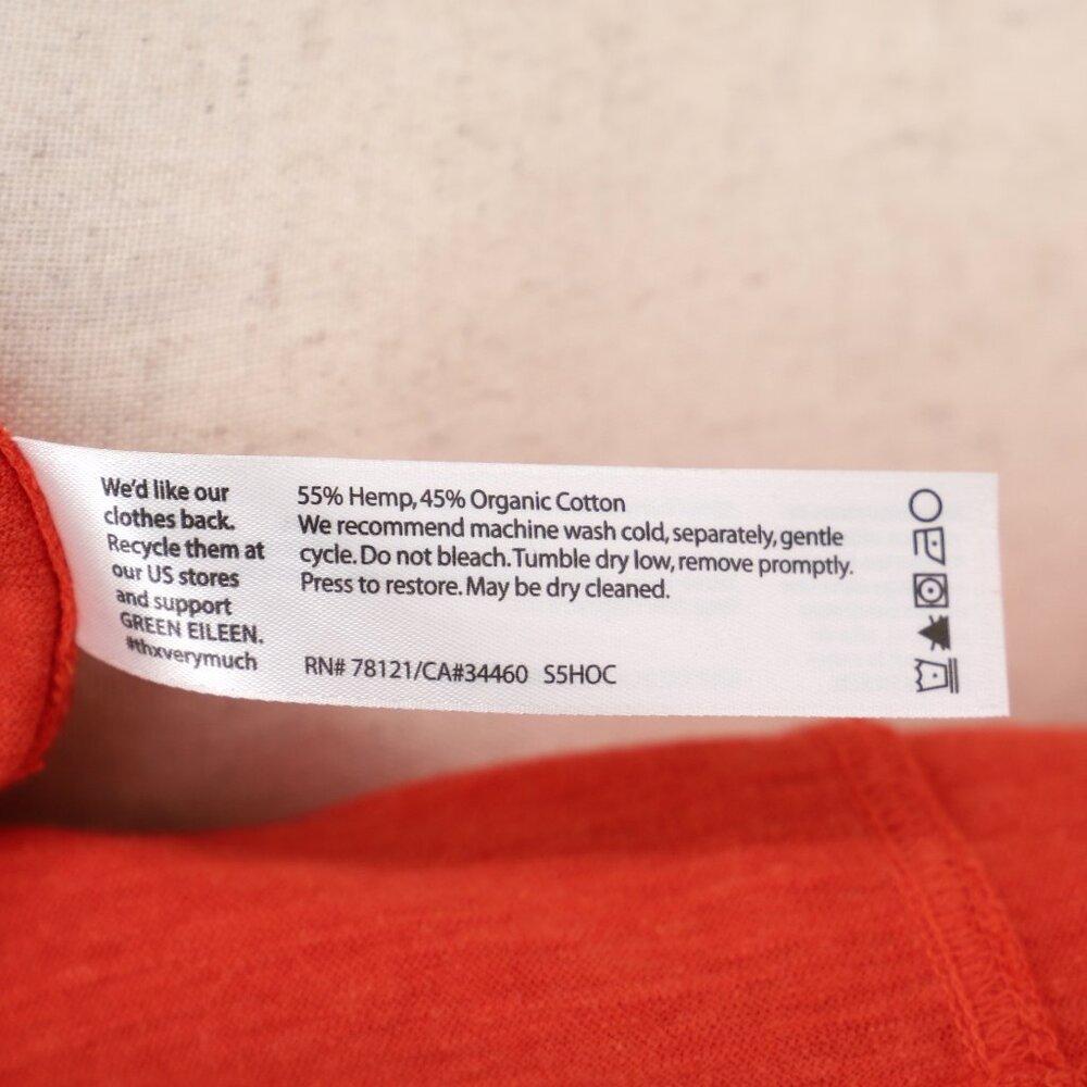EILEEN FISHER Organic Cotton and Hemp V- neck Dress Orange Size M - Picture 6 of 7